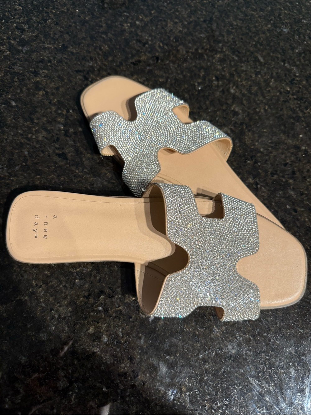 a new day Glitter Crystal Nude Slide Sandals - Picture 1 of 3